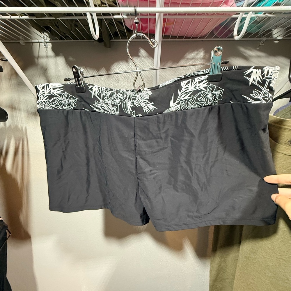 ⚡️Plus Size XXL Black Boyshort Bikini Bottom High Coverage Swim Shorts